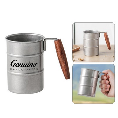 18oz Stainless Steel Mug w/ Wooden Handle